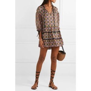 Alice + Olivia Arnette Medallion Print Tiered Tunic Dress